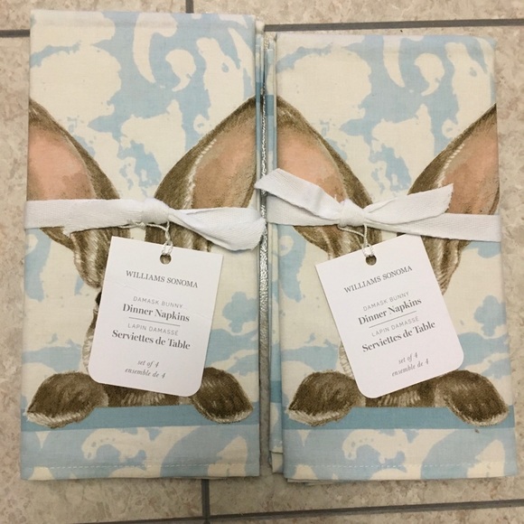 Williams Sonoma Damask Bunny Napkins 🐰❤️🐰 - Picture 6 of 8
